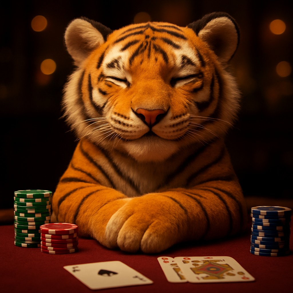 222bet app গেমিং প্ল্যাটফর্মে মজা করার জন্য হাসিখুশি টাইগার শাবকটি বসে আছে